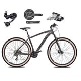 Bicicleta Aro 29 Ksw Xlt Deore E Altus 27v Freio Hidráulico Garfo Trava Pneu Faixa Bege - Grafite Tam.17