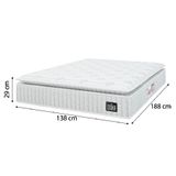 Cama Box Colchão Casal Espuma D45 Lazio Pillow Top 138x188x67cm Branco / Cinza Hellen - Suporta até 120kg por Pessoa