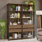 Estante Armário Multiuso Para Livros 4 Gavetas 8 Prateleiras 140cm Rustic/preto Madesa