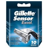 Gillette Sensor Excel Recargas Lâmina De Barbear -10 Lâminas