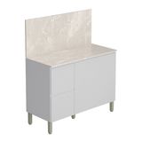 Balcão De Cozinha Triplo Com Tampo E Painel 3 Portas 2 Gavetas 1,20m Branco Art Kits Paraná