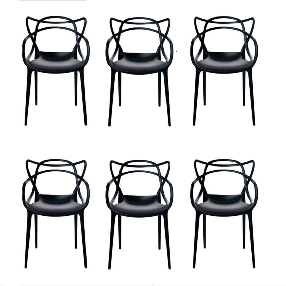 Conjunto Com 6 Cadeiras Allegra Preta Polipropileno