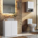 Conjunto De Gabinete Banheiro Com Armário Aéreo 2 Portas Multimóveis Mp5061 Branco