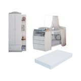 Berço Cômoda Com Colchão Incluso E Guarda-roupa 2 Portas 1 Gaveta Multimóveis Mp4348 Branco/colorido
