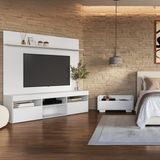 Mesa De Cabeceira 1 Gaveta Com Rack Com Painel Para Tv Até 65 Polegadas Multimóveis Mp4366 Branco