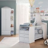 Berço Cômoda Com Guarda-roupa 2 Portas 1 Gaveta Multimóveis Mp4347 Branco/colorido