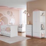 Quarto Infantil Completo Com Berço 3 Em 1 Para Colchão 130x60cm Multimóveis Mp4344 Branco/colorido