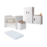 Quarto Infantil Completo Com Berço Americano 3 Em 1 Com Colchão Incluso Multimóveis Mp4346 Branco