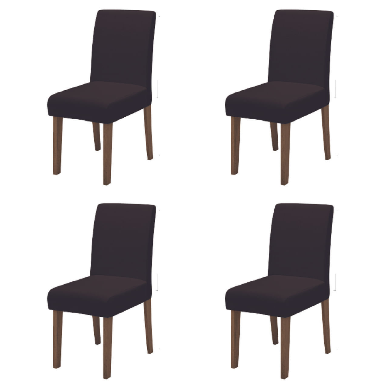 Conjunto Com 4 Cadeiras Estofada Sala De Jantar Trieste Siena Cedro / Marrom Dobuê