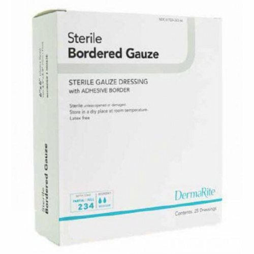 Curativo Adesivo Dermarite 4 X 8 Polegadas Gaze Retangle Branco Estéril 25 Conde Por Dermarite
