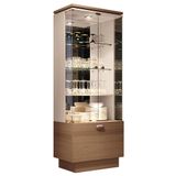 Cristaleira Aura 2 Portas De Vidro E 1 Gaveta Castanho/off White - Hb Móveis