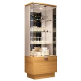 Cristaleira Aura 2 Portas De Vidro E 1 Gaveta Cinamomo/off White - Hb Móveis