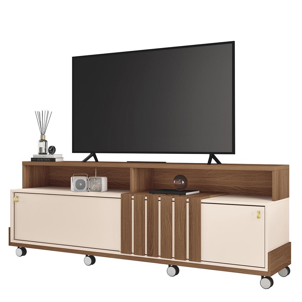 Rack Bancada Graci 1.8 Castanho/off White Para Tv Até 70 - Hb Móveis
