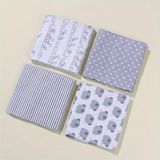 Kit 4 Mantas Flaneladas Bebê 80x80cm Estampado Neutro