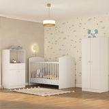 Quarto Infantil Completo Com Berço Guarda-roupa E Cômoda Multimóveis Mp4358 Branco