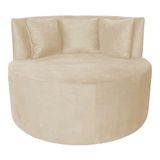 Sofá Puff Chaise Estofada Redondo Barcelona Almofadas Suede Porcelana Eli Móveis E Decoração