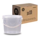Balde Para Oficina Mecanica 2.2l Transparente - Kit 15 Pçs