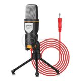 Ring Light De Mesa 6\" Com Tripé De 16cm + Microfone Condensador Sf-666 Para Podcast Vídeos