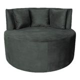 Sofá Puff Chaise Estofada Redondo Barcelona Almofadas Suede Grafite Eli Móveis E Decoração
