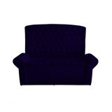 Kit Dubaí Cabeceira De Cama Box Casal E Recamier Baú Solteiro 90 Cm Suede Azul Marinho Eli Móveis