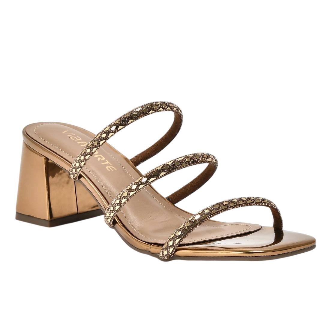 Tamanco Via Marte Salto Bloco Ref 171-008 -01 Bronze 039