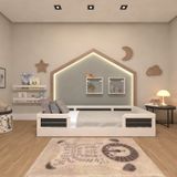 Cama Infantil Montessoriana Solteiro Lua Yescasa Branco/preto