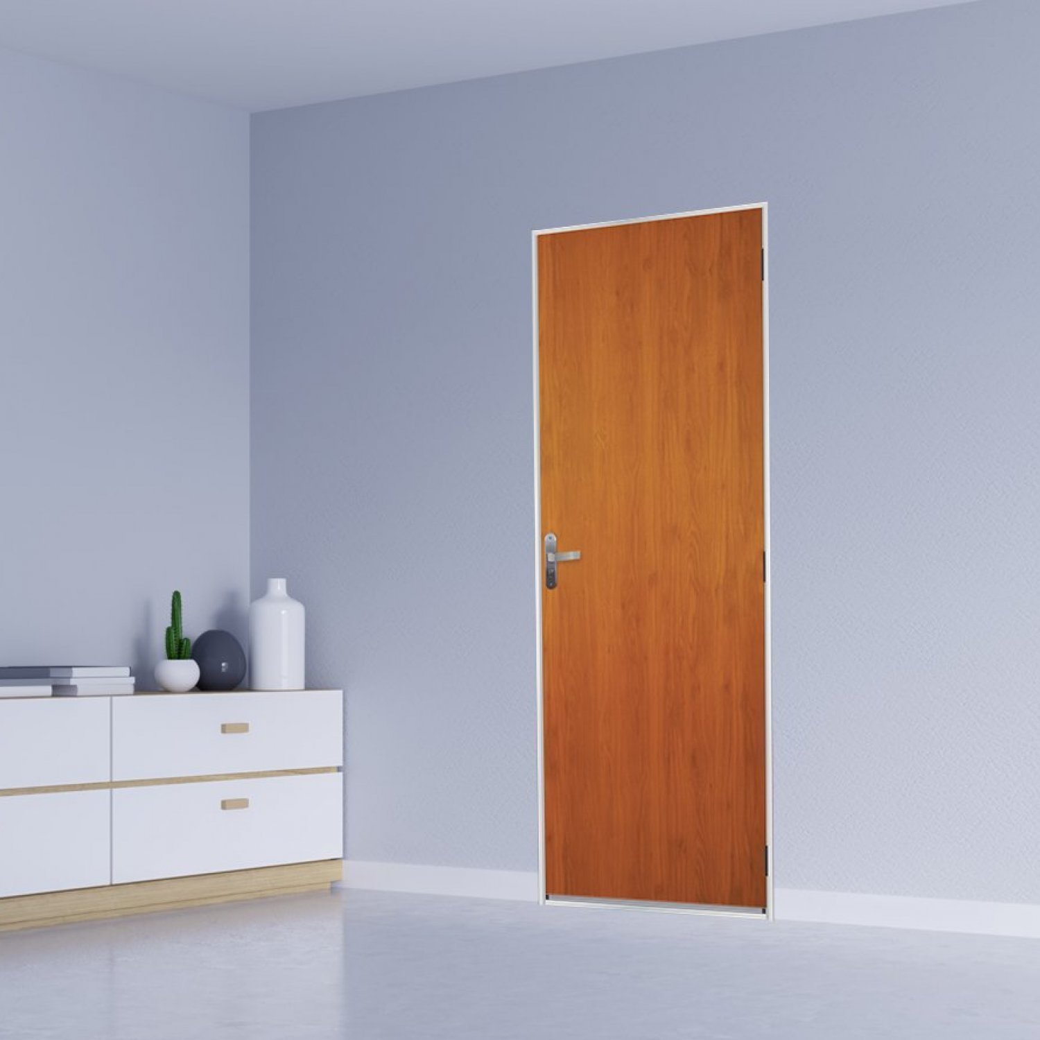 Kit Porta De Madeira Lisa 215x75cm Com Batente De Aço 12cm Açomad Mgm Mogno