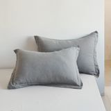 Pillow Shams King Linens, 100% Linho Francês, 50 X 66 Cm — Cinza, Pacote Com 2