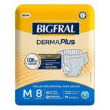 Fralda Geriátrica Bigfral Derma Plus Tamanho M - 8 Pacotes Com 8 Fraldas - Total 64 Tiras