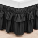 Saia De Cama Rimela Ruffle Preta Queen Size 38 Cm Drop
