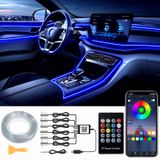 Lâmpadas Led Para Carro Deherane Rgb 6 Em 1 Com Fibra Óptica De 8 M