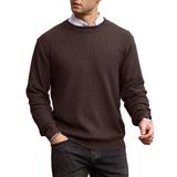 Suéter Masculino Zaitun, Gola Redonda, Malha Waffle, Manga Comprida