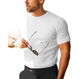 Camiseta Beotyshow De Malha Canelada, Manga Curta, Gola Redonda, Masculina