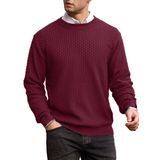 Suéter Masculino Zaitun, Gola Redonda, Malha Waffle, Manga Comprida, Cor De Vinho