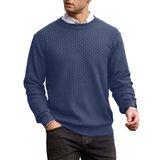 Suéter Masculino Zaitun, Gola Redonda, Malha Waffle, Manga Comprida, Roxo, Cinza