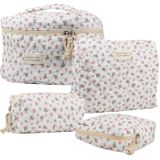 Bolsa De Maquiagem E Cosméticos Viwime, Algodão Acolchoado, Viagem, Rosa Vermelha