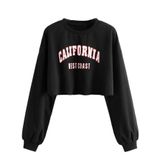 Moletom Crop Top Sweatyrocks Feminino Preto De Manga Comprida