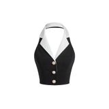 Camiseta Regata Feminina Beaudrm Colorblock Sem Mangas Preta Gg