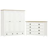 Guarda Roupa 4 Pt Comoda 8 Gv Madeira Maciça Branco Freijo Milani Store