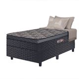 Cama Box Solteiro Conjugada Molas Ensacadas Delta 88x188x60cm Cinza / Preto Hellen