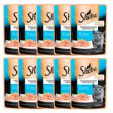 Caixa 10un Ração Úmida Sheba Sachê Gatos Filhotes Atum 85g