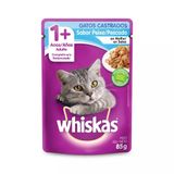 Caixa 20un Ração Úmida Whiskas Sachê Gatos Adultos Castrados Peixe Ao Molho 85g