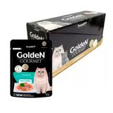 Caixa 20un Ração Úmida Sachê Golden Gourmet Gatos Castrados Frango 70g