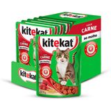 Kit 12 Un. Ração Úmida Kitekat Sachê Gatos Adultos Carne Ao Molho 70g