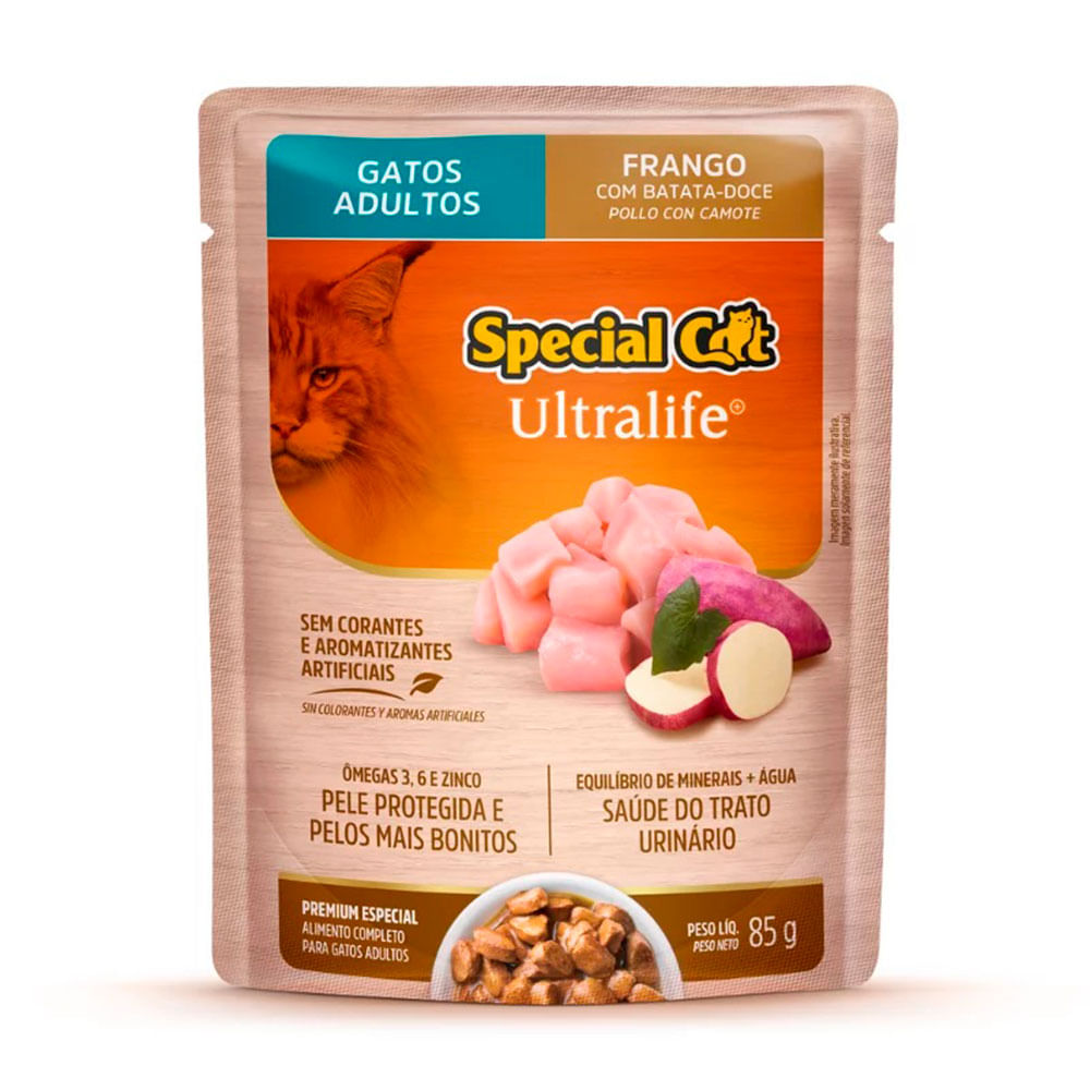 Sachê Special Cat Ultralife para Gatos Adultos Sabor Frango com Bata-Doce 85g