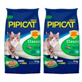 Kit Com 2 Areia Higiênica Pipicat Classic Para Gatos 12kg