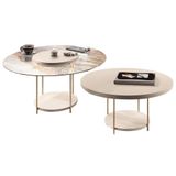 Conjunto Mesas De Centro Redonda Mdf E Vidro Allure B01 Off White - Lyam Decor