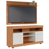 Rack Para Sala Com Painel Para Tv 55 Pol Raya C04 Freijó Off White - Lyam Decor