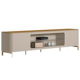 Rack Para Sala De Estar Tv 85 Pol Pés Metálicos Elysia L05 Tauari Off White Fosco - Lyam Decor