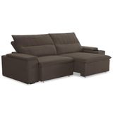 Sofá Retrátil Reclinável Para Sala 3 Lugares 245cm Ricci F04 Veludo Marrom - Lyam Decor